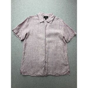 Bonobos Shirt Mens Medium Pink Check Linen Short Sleeve Button Casual Summer